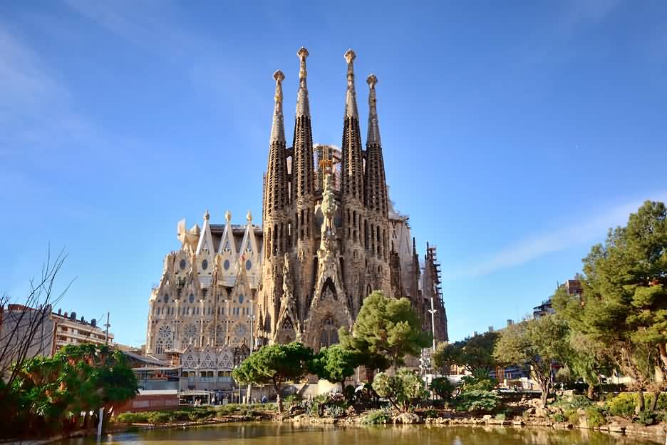 Beautiful Front View Of The Sagrada Família