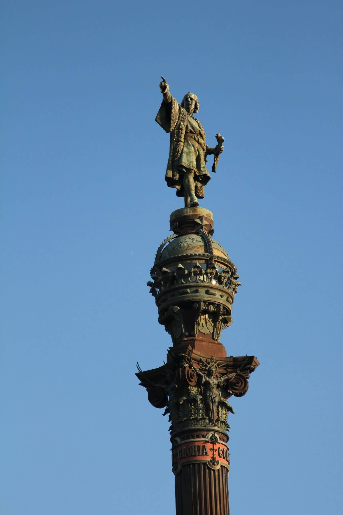 Beautiful View Of The Columbus Monument In Barcelona