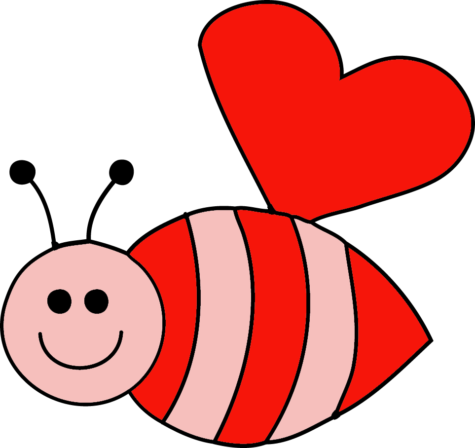 Bee With Heart Wings Happy Valentine's Day Clipart