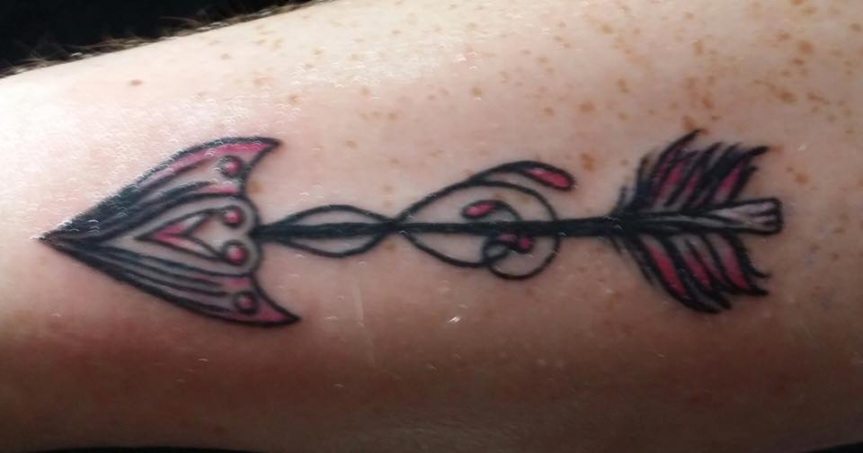 Black And Pink Arrow Tattoo Design For Sleeve