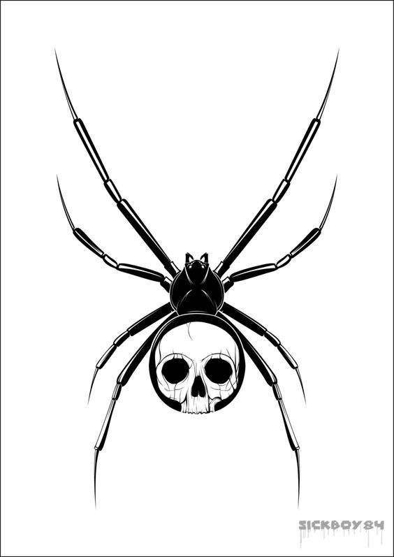 Black And White Spider Tattoos Design