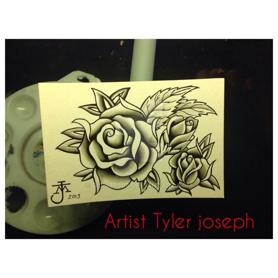 Black Ink Roses Tattoo Design By Tyler Bishop