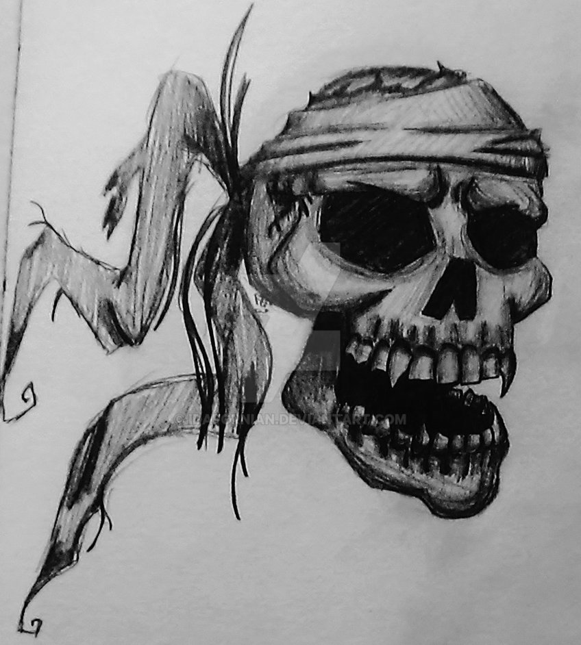 Black Ink Skull Tattoo Design