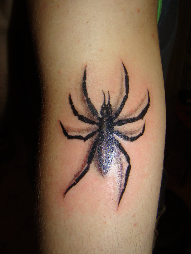 Black Spider Tattoo On Arm Sleeve