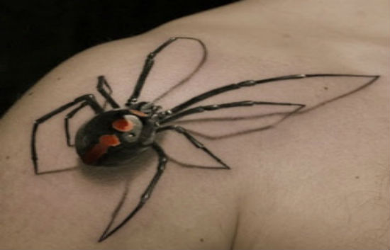 Black Spider Tattoo On Shoulder For Men