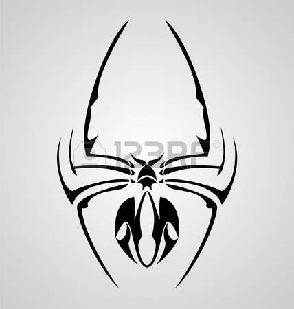 Black Tribal Spider Tattoo Design