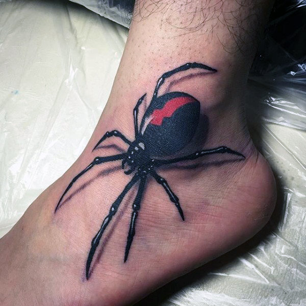 Black Widow Tattoo On Left Ankle