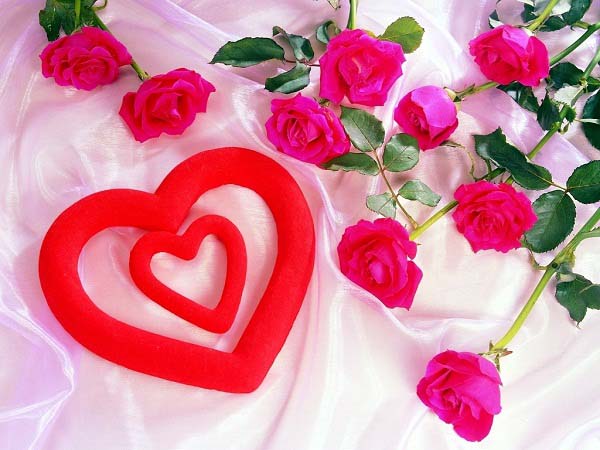 Bunch Of Roses With Heart Symbol Happy Rose Day