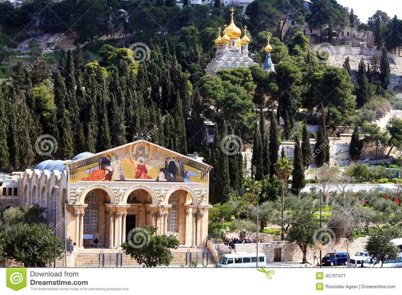 Church Of All Nations And Saint Mary Magdalene Convent On The Mount Of Olives In Jerusalem
