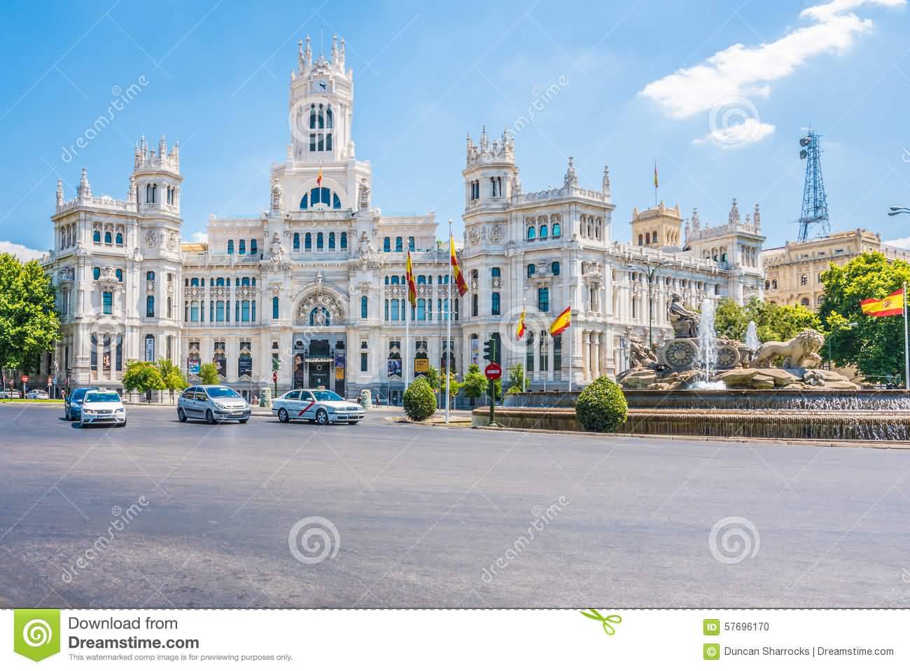 Cibeles Fountain And The Cybele Palace View