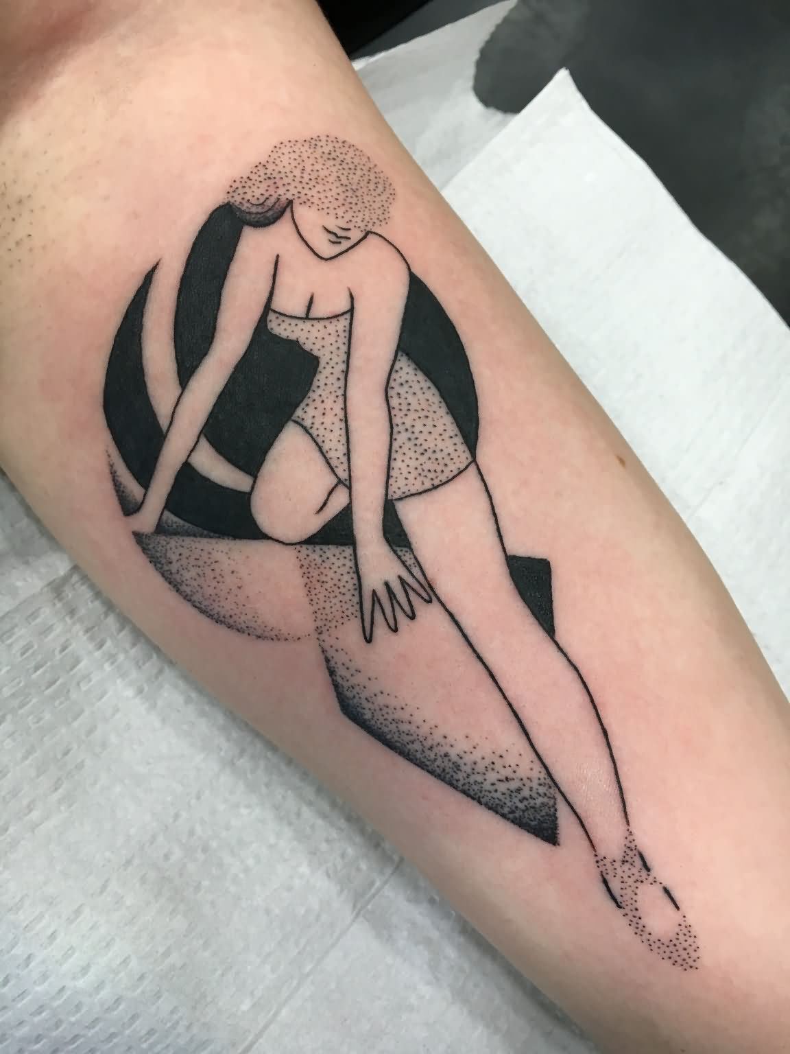Classic Dotwork Women Tattoo On Left Forearm