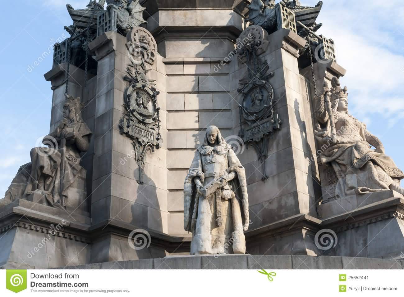 Closeup Of Amazing Statues On The Columbus Monument