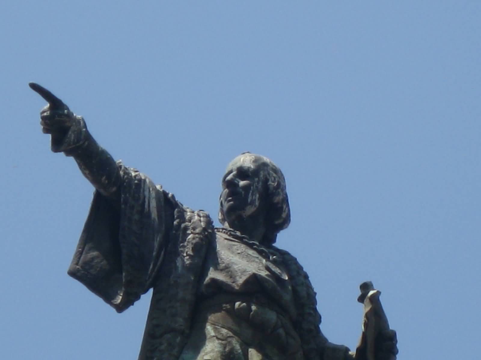 Closeup Of Christopher Columbas Statue On Columbus Monument