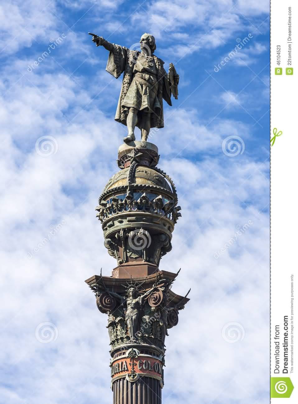 Closeup Of Christopher Columbus Monument In Barcelona
