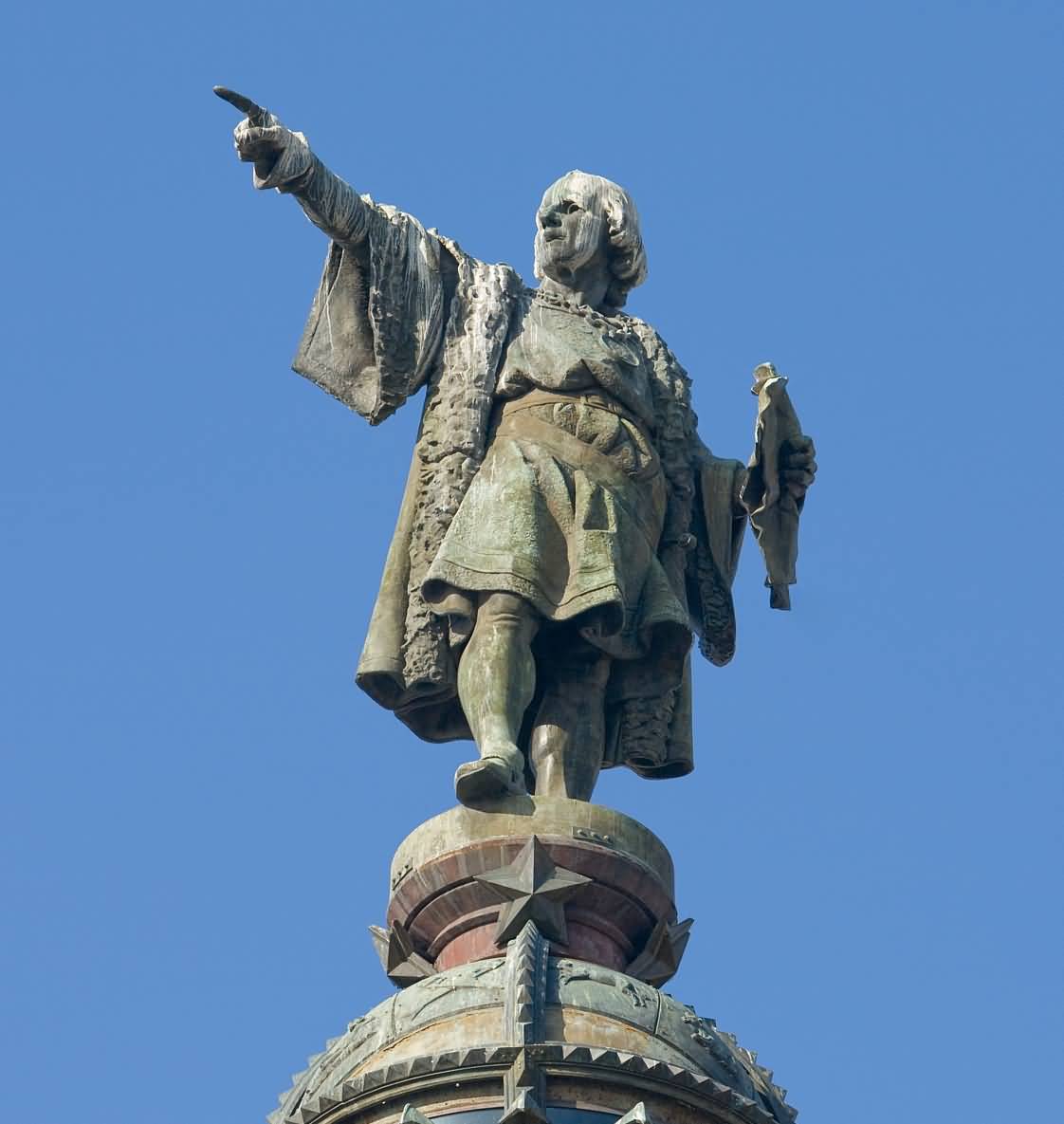 Closeup Of Christopher Columbus On Columbus Monument