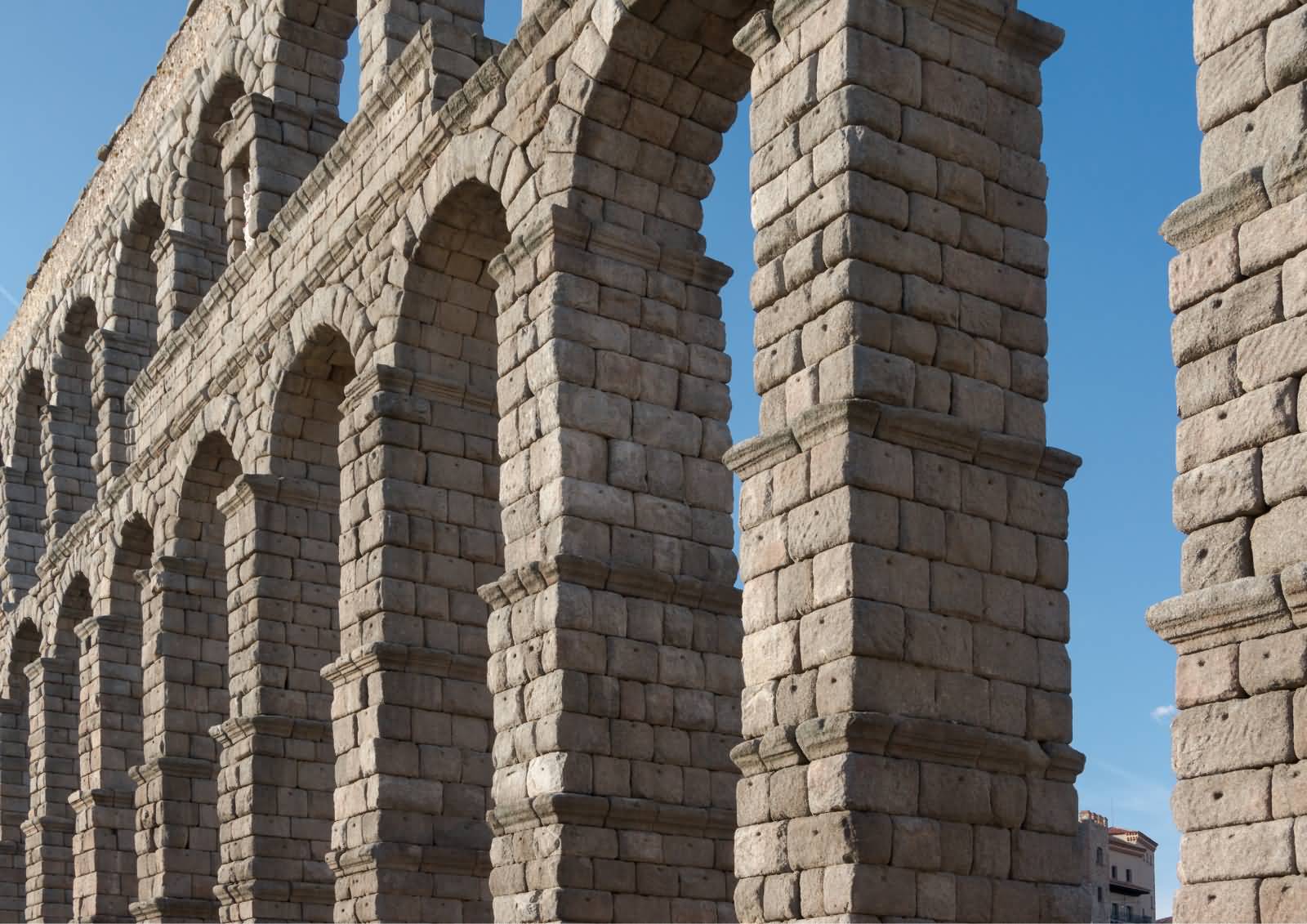 Closeup Of Pillars Of Aqueduct Of Segovia