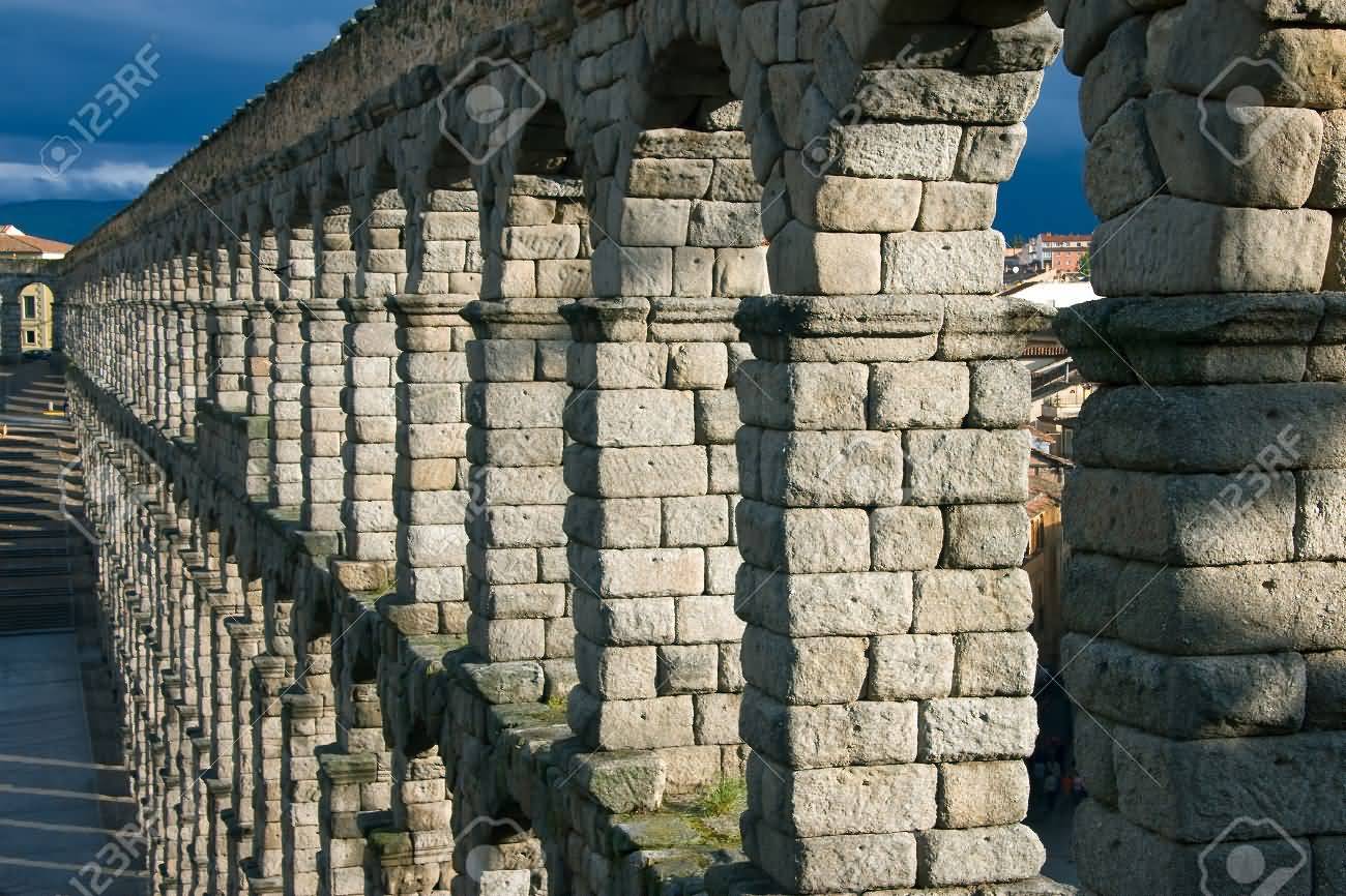 Closeup Of The Blocks Of The Aqueduct Of Segovia