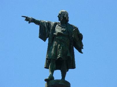 Closeup Of The Christopher Columbus Statue On The Top Of The Columbus Monument