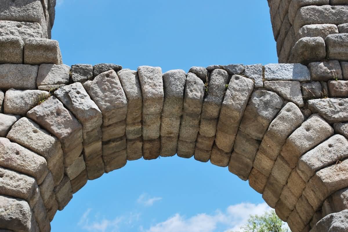 Closeup Of The Roman Aqueduct Of Segovia
