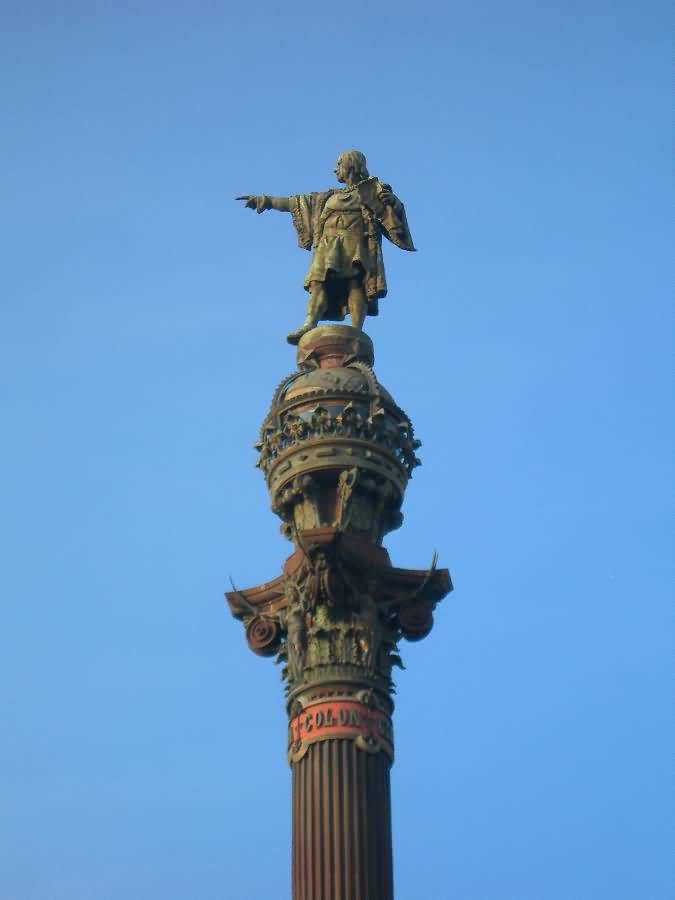 Columbus Monument Is Placed In The Peace Square In Barcelona