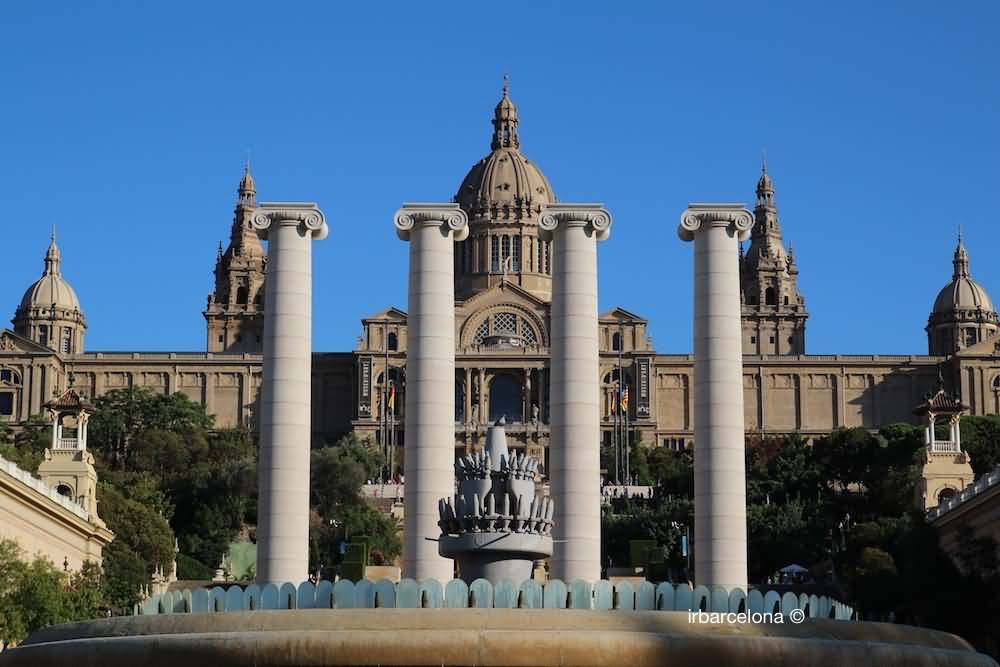 Columns And Palau Nacional In Barcelona
