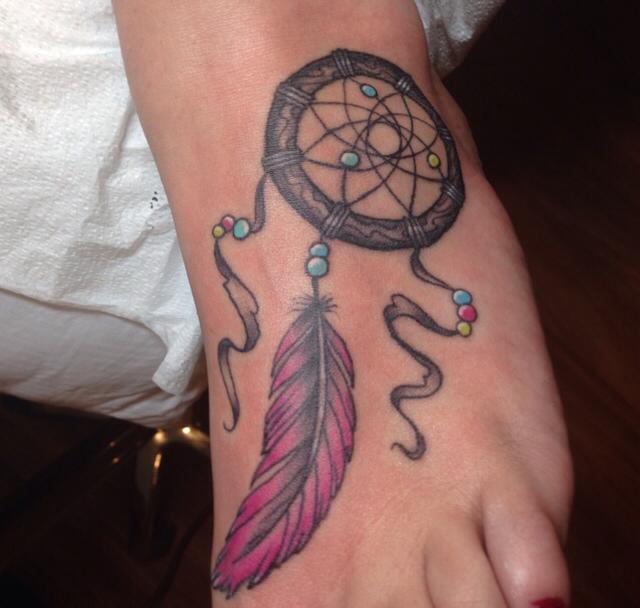 Cool Dreamcatcher Tattoo On Women Left Foot
