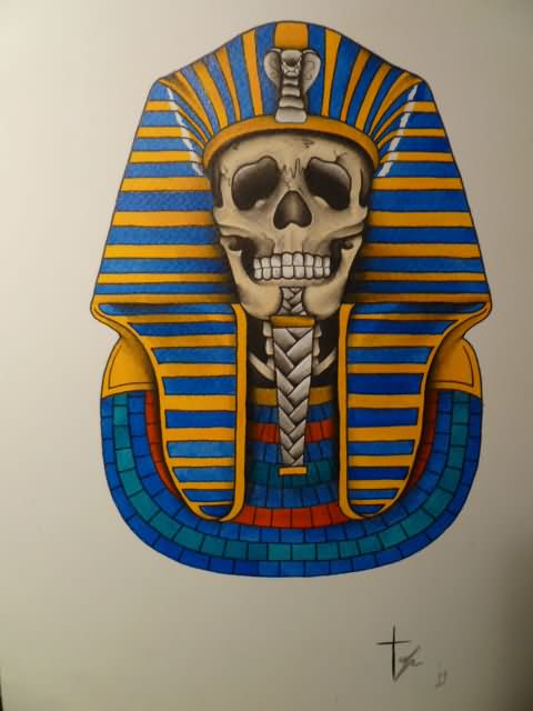 Cool Egypt Skull Tattoo Design By Tyler Bishop