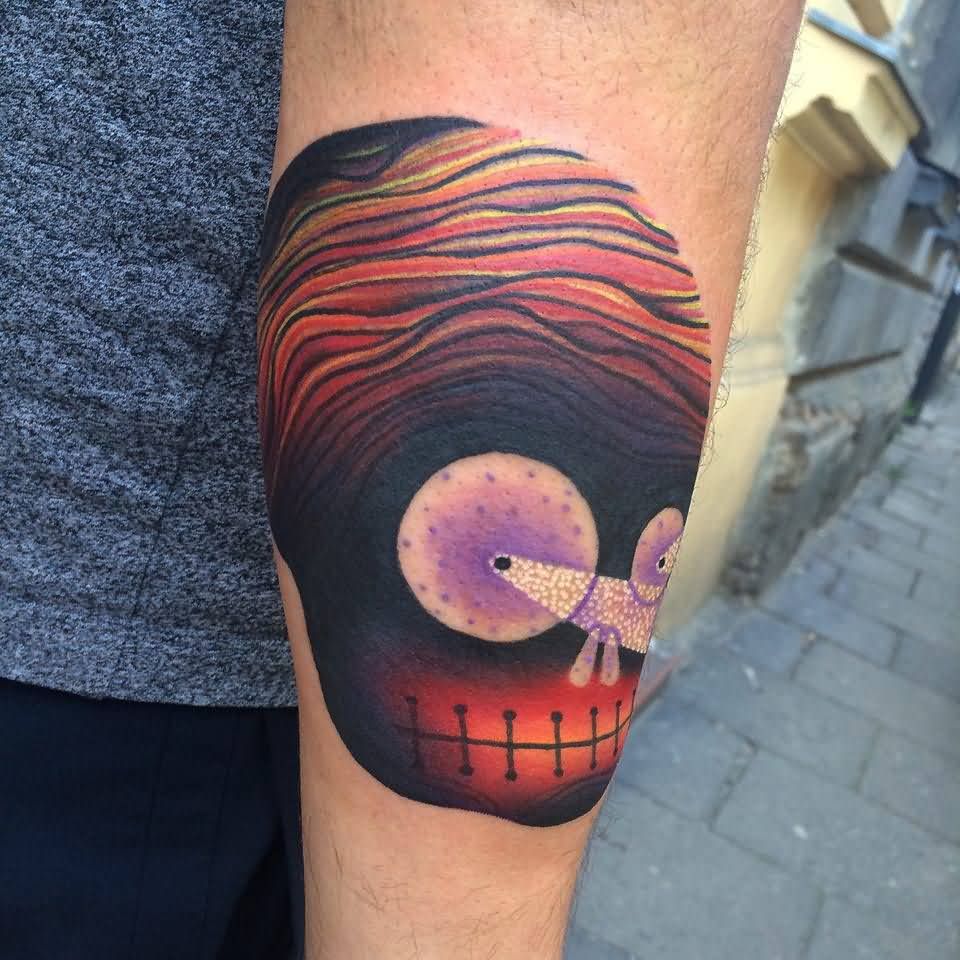 Cool Skull Tattoo On Left Sleeve By Giena Todryk