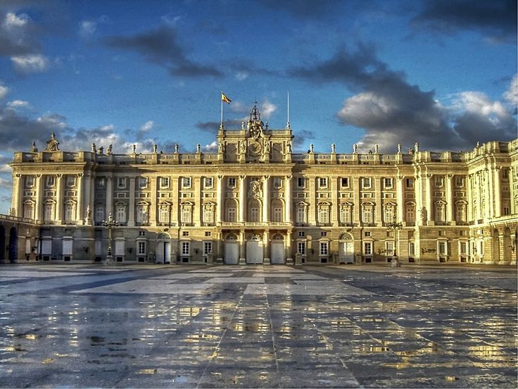 Facade Of Royal Palace of Madrid After Raining