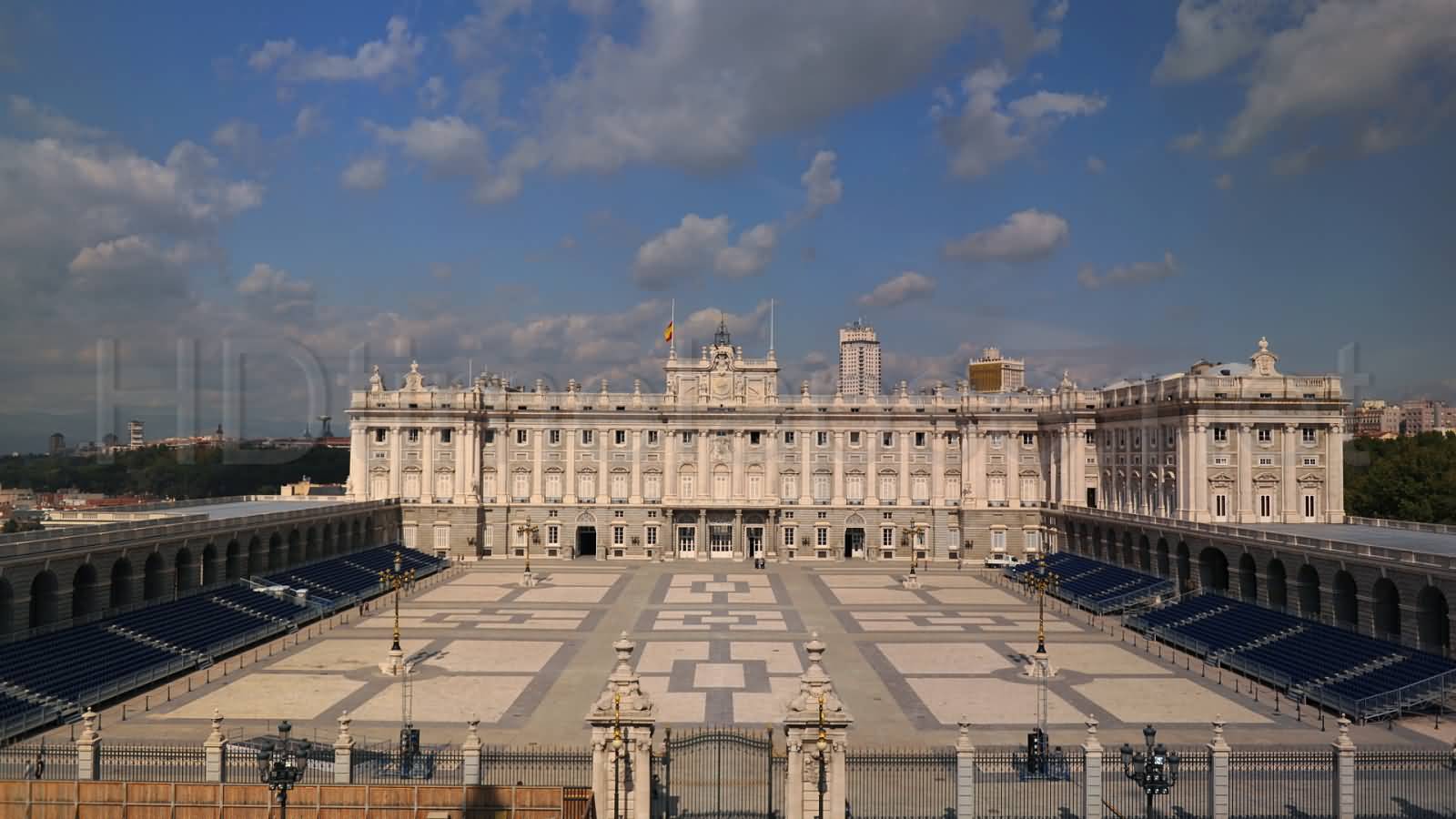 Facade Of The Royal Palace Of Madrid In Spain