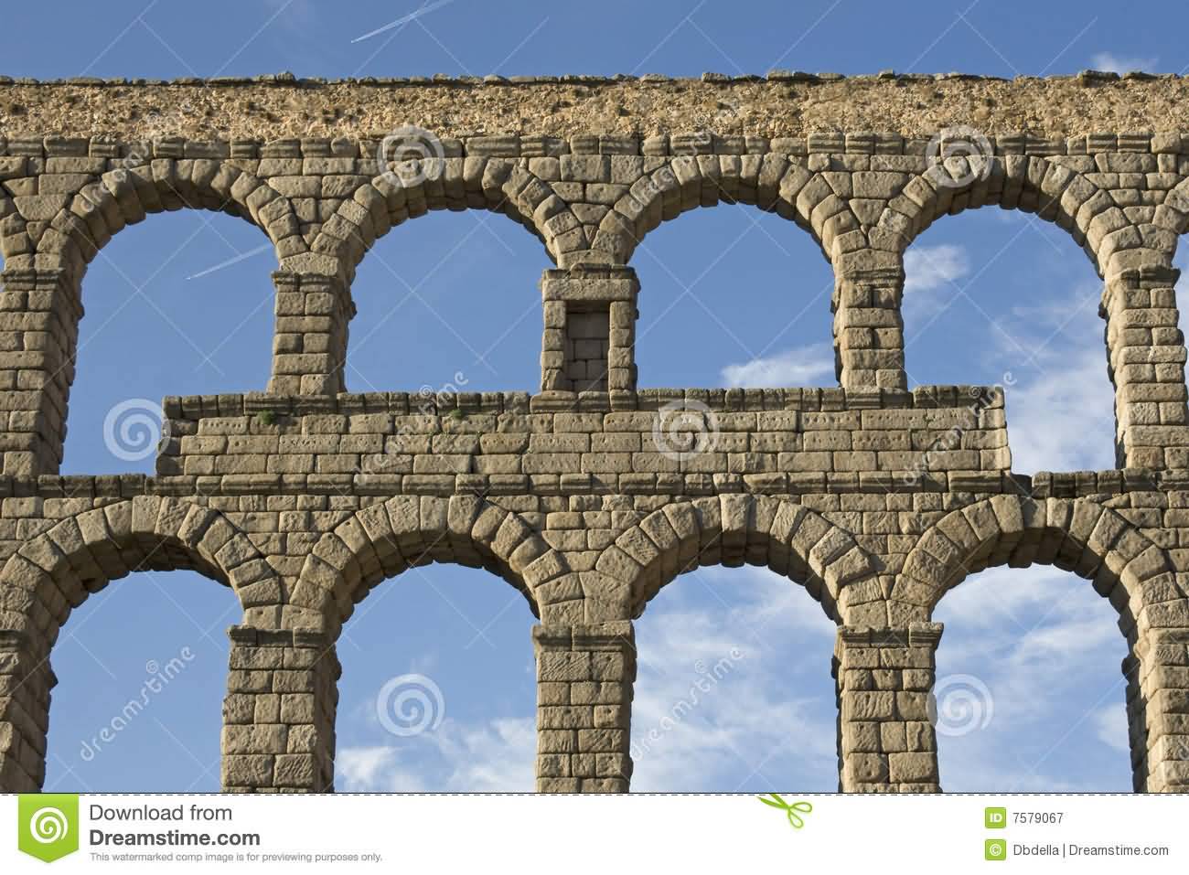 Famous Roman Aqueduct Of Segovia, Spain