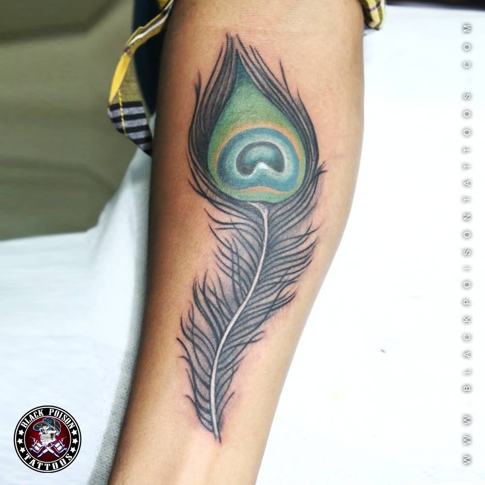 Forearm Peacock Feather Tattoo