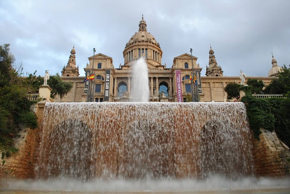 Fountain In Front Of Palau Nacional In Barcelona