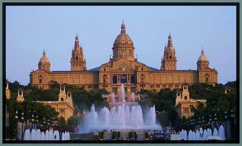 Fountains In Front Of Palau Nacional In Barcelona
