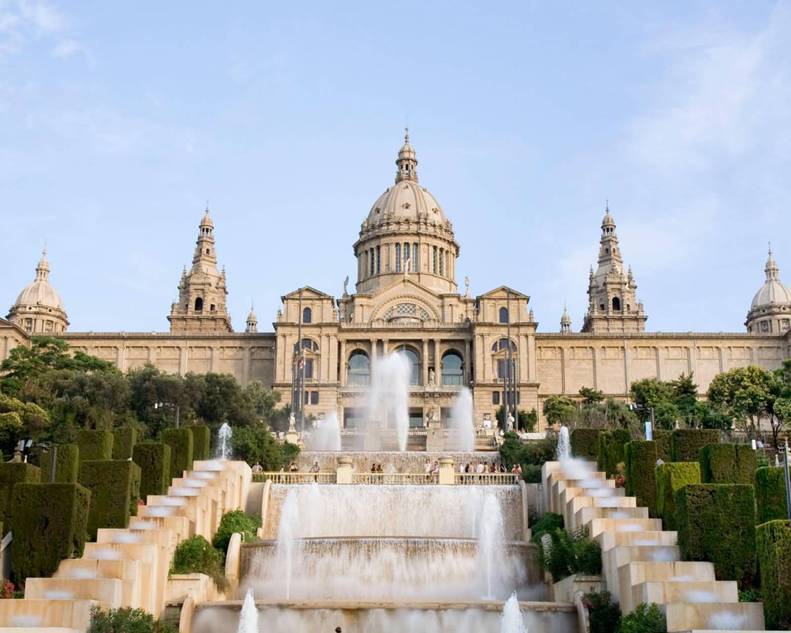 Fountains In Front Of Palau Nacional