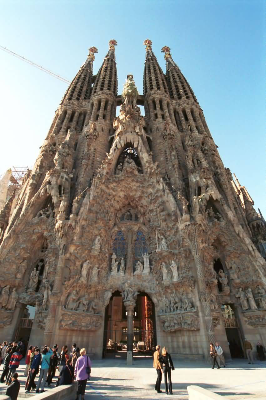 Front Entrance View Of The Sagrada Familia