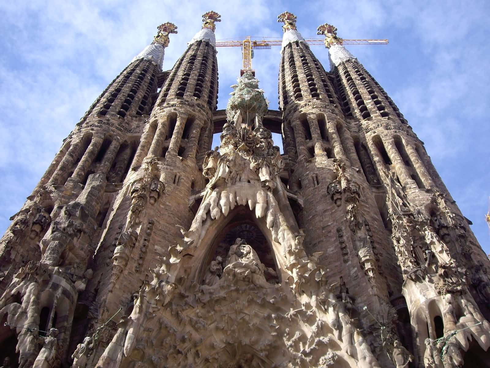 Front Facade View Of The Sagrada Familia