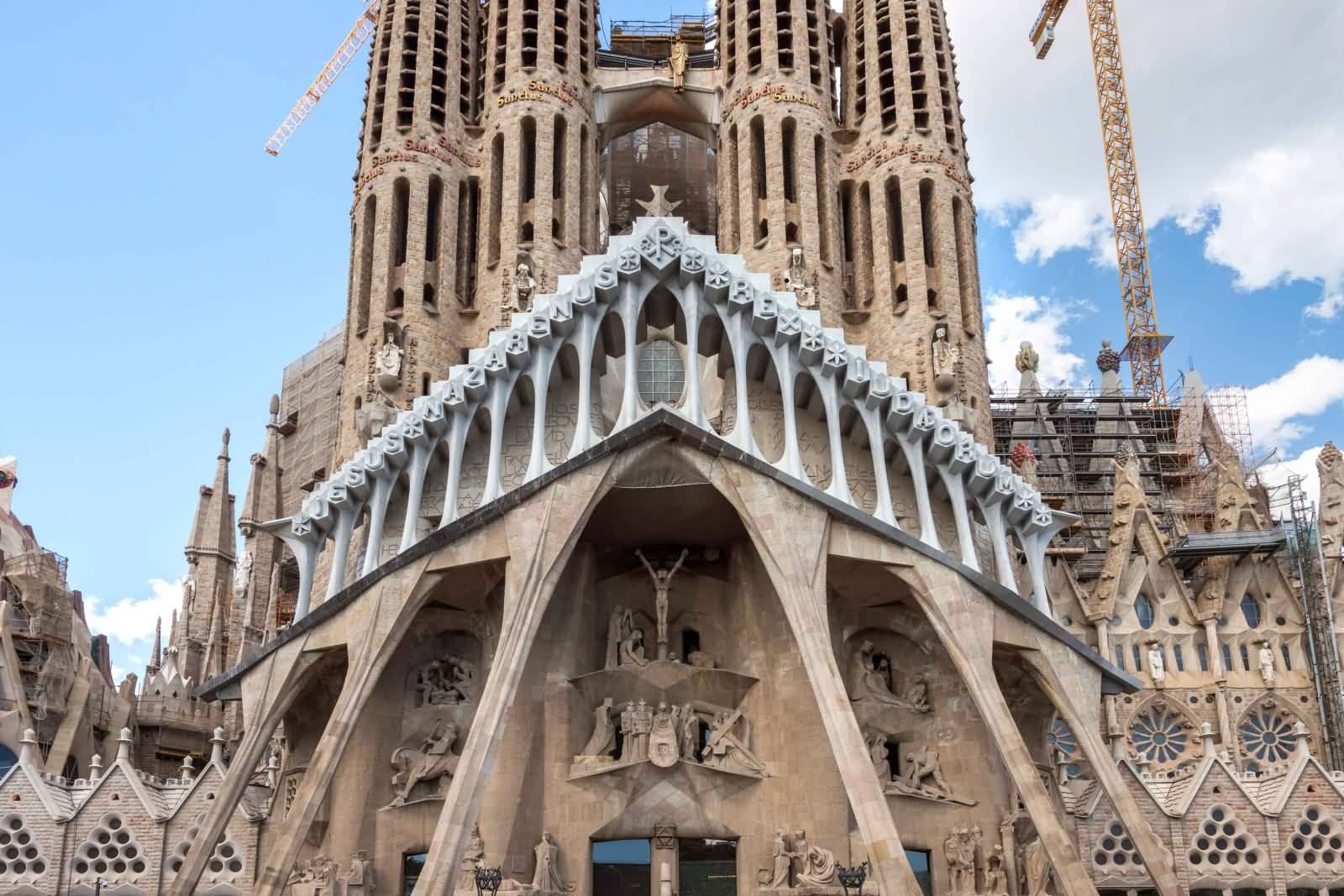 Front Facade View Of The Sagrada Família