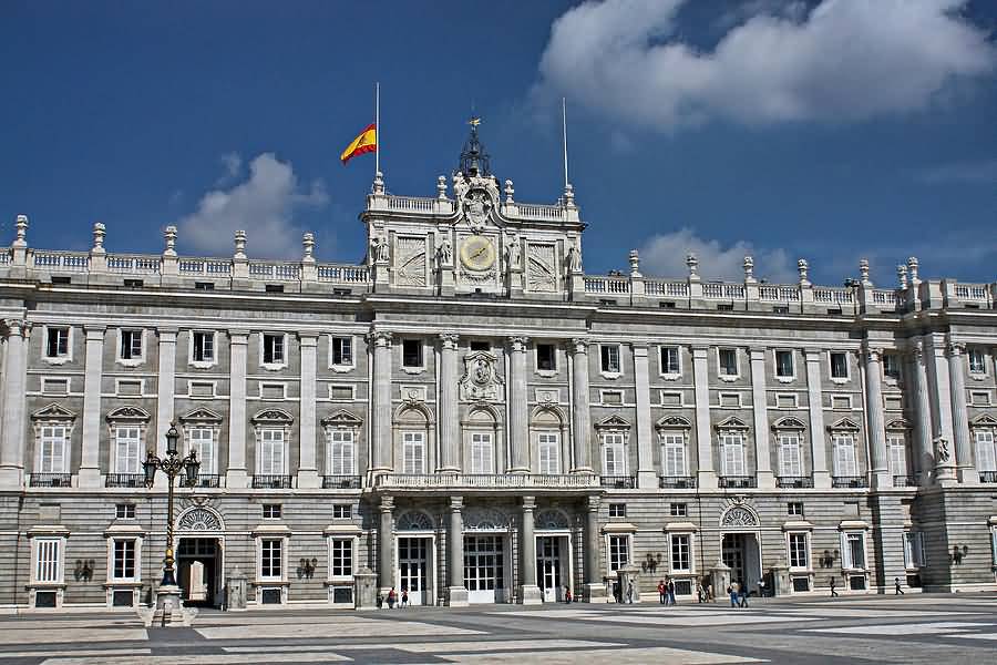 Front Picture Of The Madrid Royal Palace In Spain