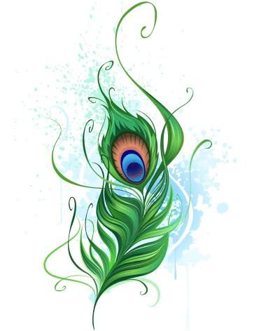Green Peacock Feather Tattoo Design