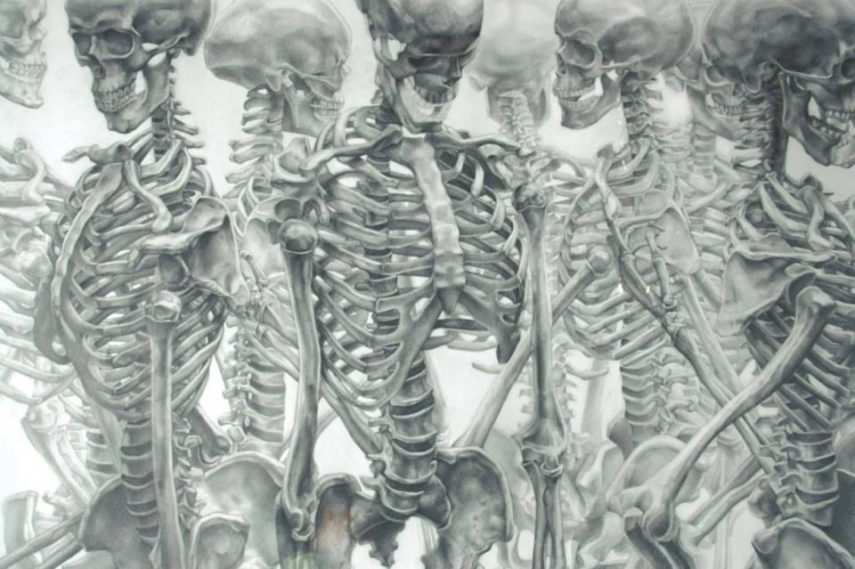 Grey Ink Skeletons Tattoo Design By Jan Mraz