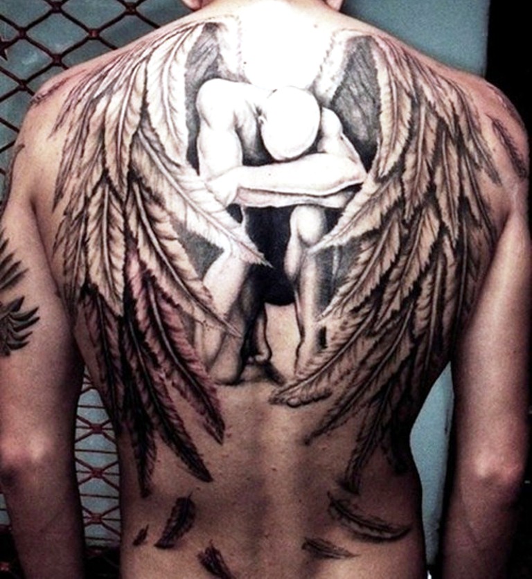 Guardian Angel Tattoo On Man Back