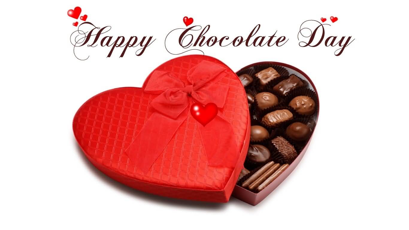 Happy Chocolate Day Heart Box Of Chocolates