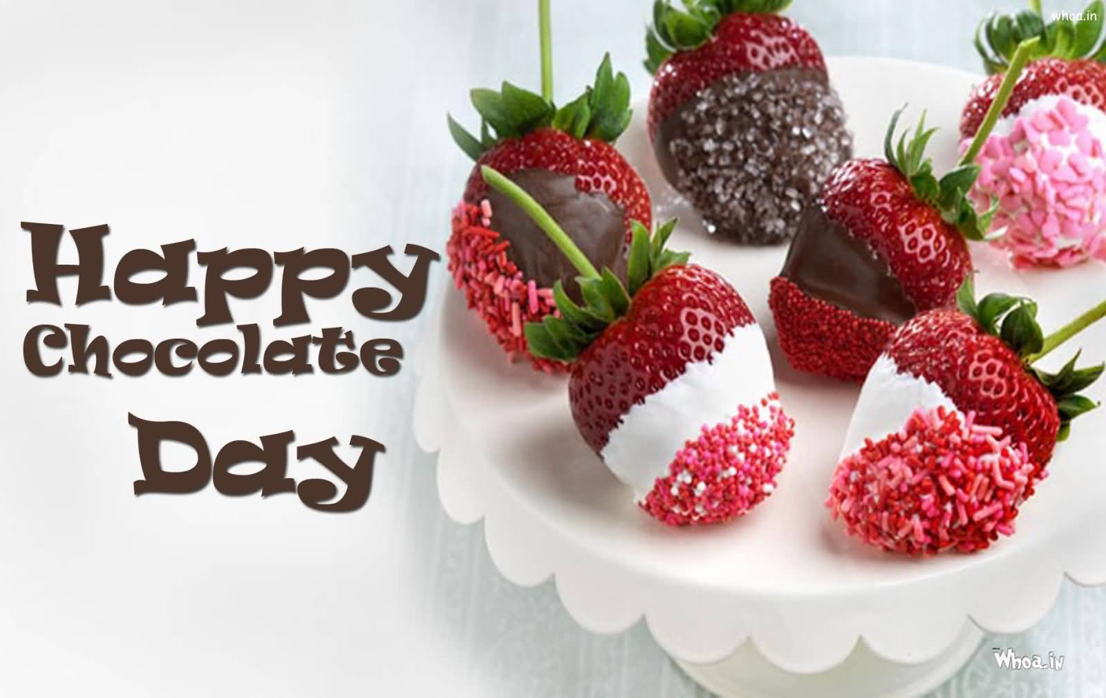 Happy Chocolate Day Strawberry With Chocolate Picture