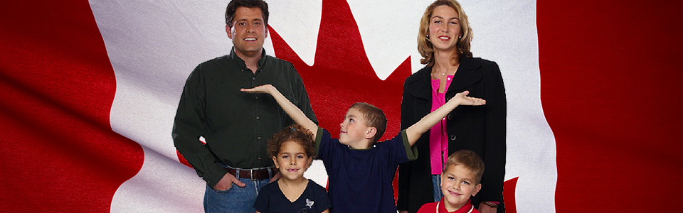 Happy Family Day Canadian Flag In Background