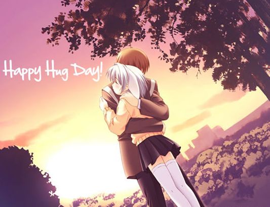 Happy Hug Day Anime Couple