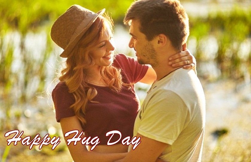 Happy Hug Day Beautiful Couple Greeting Card