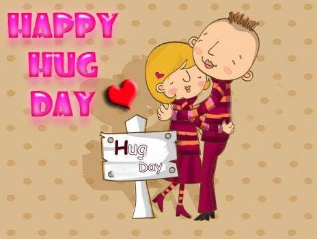 Happy Hug Day Cute Couple Illustration Greeting Card
