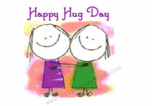 Happy Hug Day Girls Hugging Drawing