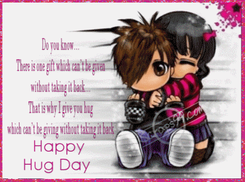 Happy Hug Day Glitter Ecard
